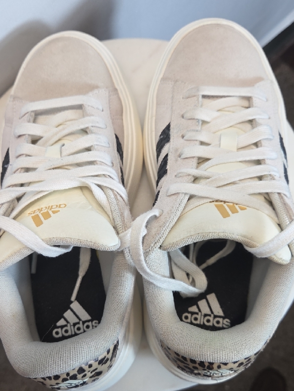 Adidas Grand Court Platform Cream Suede  Size 7 - Picture 6 of 7
